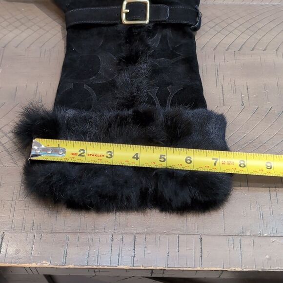 COACH Deeann Black Fur Trim Signature Winter Boots Sz 7 - Picture 14 of 14
